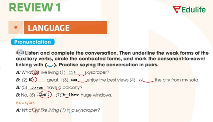 Đáp án bài tập Pronunciation tiếng Anh 11 Unit 3 Review Language