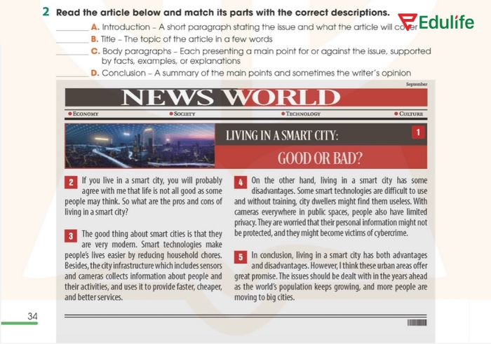 Yêu cầu bài tập 2 phần tiếng Anh 11 Unit 3 Writing