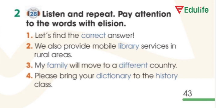 Yêu cầu của bài tập Pronunciation 2 phần tiếng Anh 11 Unit 4 Language