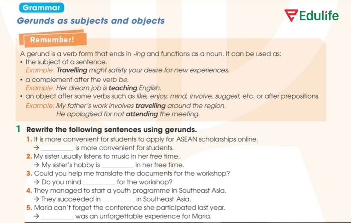 Yêu cầu của bài tập Grammar 1 phần tiếng Anh 11 Unit 4 Language