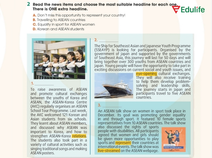 Yêu cầu của bài tập 2 phần tiếng Anh 11 Unit 4 Reading