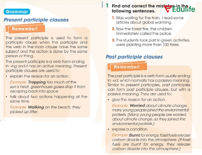 Yêu cầu của bài tập Grammar 1 phần tiếng Anh 11 Unit 5 Language