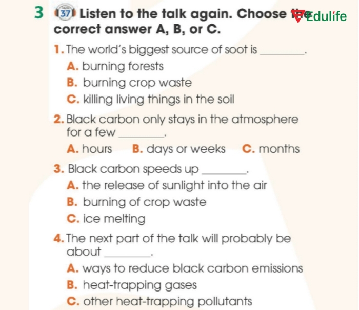 Yêu cầu của bài tập 3 nội dung tiếng Anh 11 Unit 5 Listening