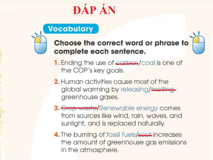 Đáp án của bài tập Vocabulary phần tiếng Anh 11 Unit 5 Looking Back