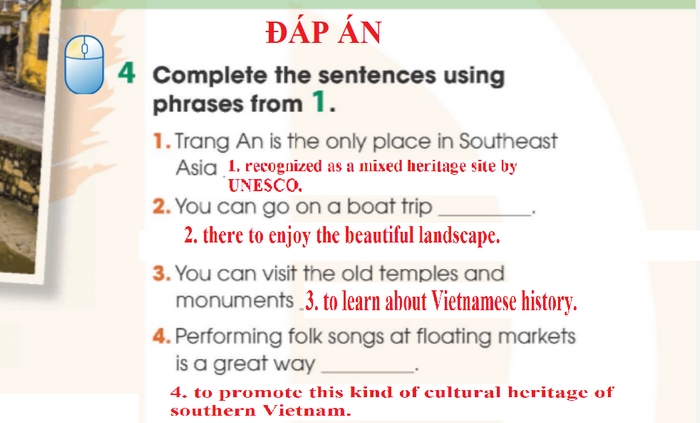 Đáp án các cụm từ cần điền vào bài tập 4 phần tiếng Anh 11 Unit 6 Getting Started