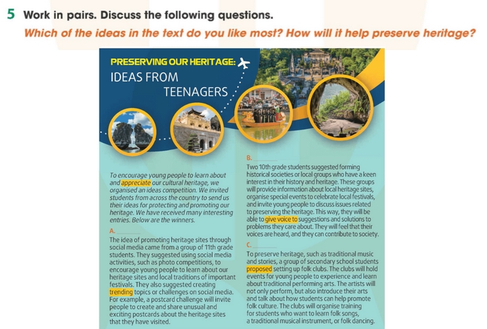 Yêu cầu của bài 5 phần tiếng Anh 11 Unit 6 Reading