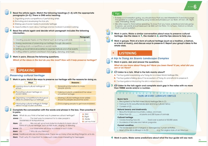 Các nội dung có trong bài học tiếng Anh 11 Unit 6 Speaking