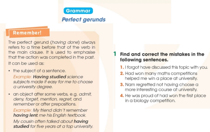 Yêu cầu của bài tập Grammar 1 phần nội dung tiếng Anh 11 Unit 7 Language