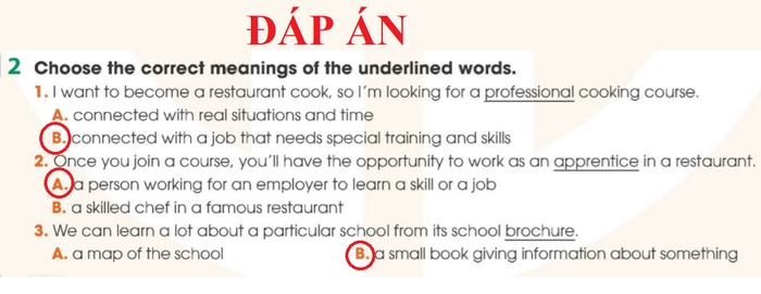 Đáp án của bài tập 2 tiếng Anh 11 Unit 7 listening