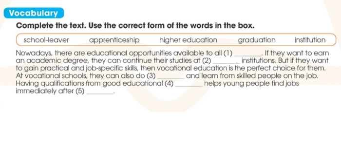 Yêu cầu của bài tập Vocabulary phần tiếng Anh 11 Unit 7 Looking Back