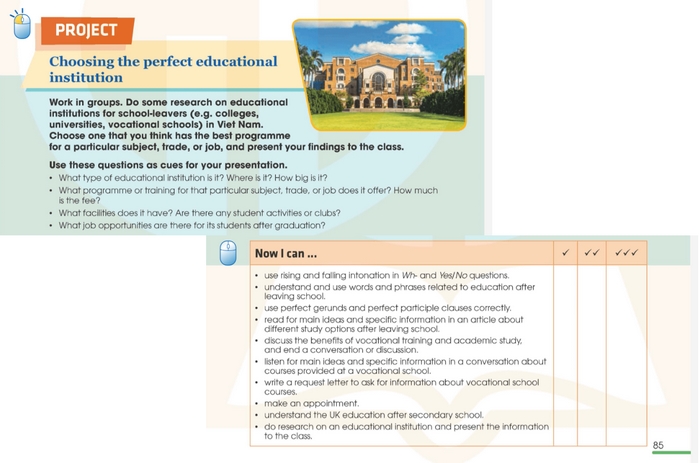 Yêu cầu của bài tập phần tiếng Anh 11 Unit 7 Project
