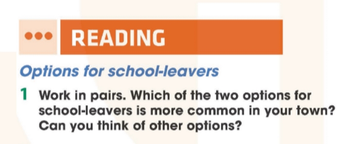 Bài 1 của phần tiếng Anh 11 Unit 7 Reading yêu cầu học sinh thảo luận về các lựa chọn khi vừa ra trường