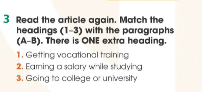 Yêu cầu của bài tập 3 phần tiếng Anh 11 Unit 7 Reading