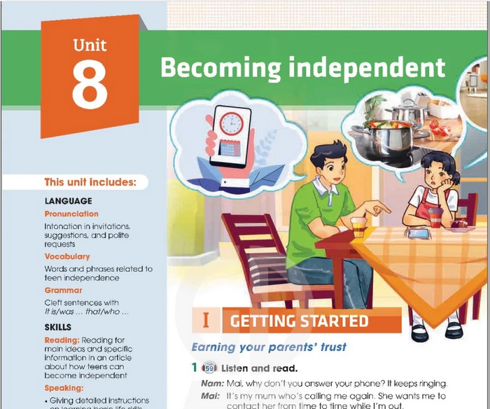 Đoạn hội thoại phần tiếng Anh 11 Unit 8 Getting Started xoay quanh câu chuyện của 3 bạn trẻ về chủ đề Giành được lòng tin của cha mẹ