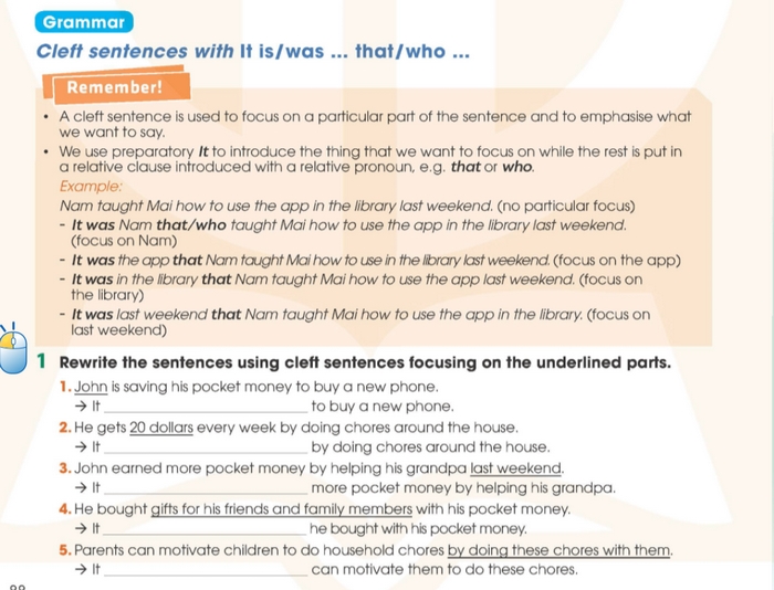 Yêu cầu của bài tập Grammar 1 phần tiếng Anh 11 Unit 8 Language