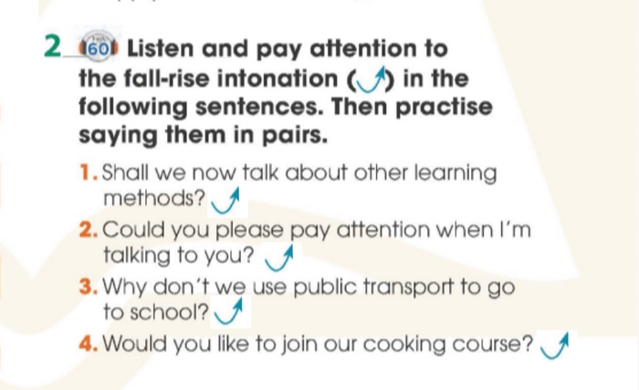 Đáp án về ngữ điệu fall‑rise trong bài tập Pronunciation 2 phần tiếng Anh 11 Unit 8 Language