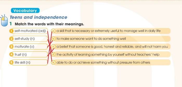 Yêu cầu bài tập Vocabulary 1 phần tiếng Anh 11 Unit 8 Language