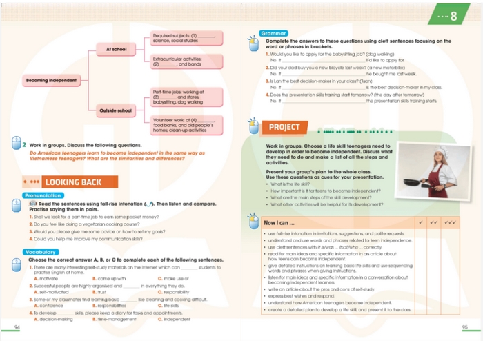 Các bài tập có trong phần tiếng Anh 11 Unit 8 Looking Back