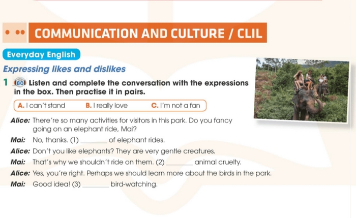 Yêu cầu của bài tập Everyday English 1 tiếng Anh 11 Unit 10 Communication and Culture