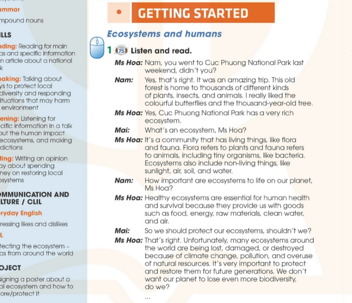 Nội dung bài đọc phần tiếng Anh 11 Unit 10 Getting Started