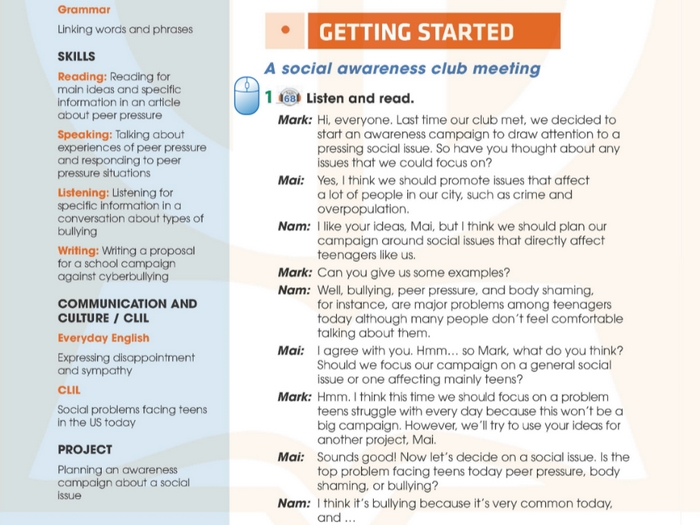 Nội dung bài đọc phần tiếng Anh 11 Unit 9 Getting Started