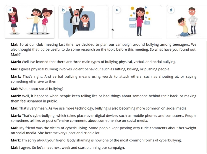 Nghe lại nội dung bài nghe Tiếng Anh 11 Unit 9 Listening để hoàn thành bài tập 3