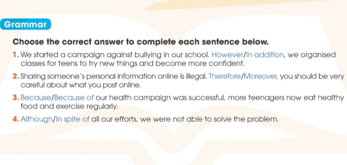 Yêu cầu của bài tập Grammar phần tiếng Anh 11 Unit 9 Looking Back trong sách giáo khoa