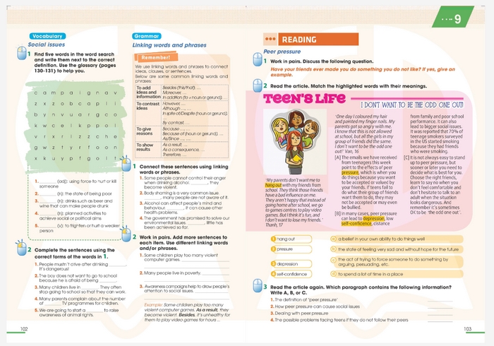 Bài đọc tiếng Anh 11 Unit 9 Reading nói về áp lực đồng trang lứa và các vấn đề xã hội liên quan