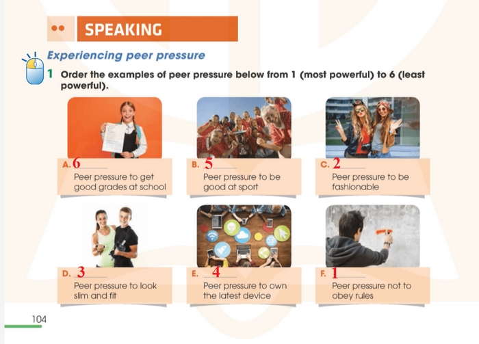 Đáp án của bài tập 1 Tiếng Anh 11 Unit 9 Speaking