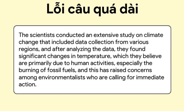 Một ví dụ lỗi bài viết IELTS Writing có câu quá dài, khó theo dõi nội dung
