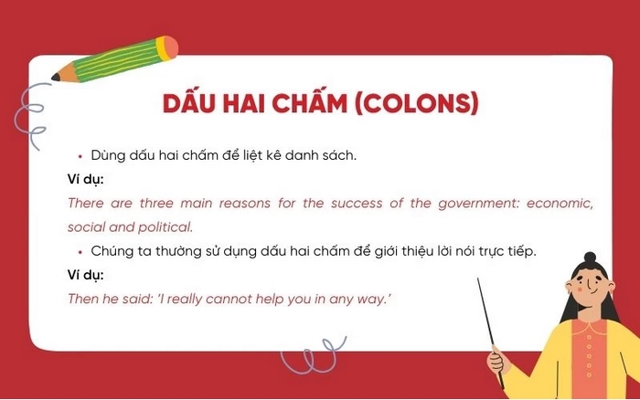 Quy tắc dùng dấu hai chấm trong tiếng Anh
