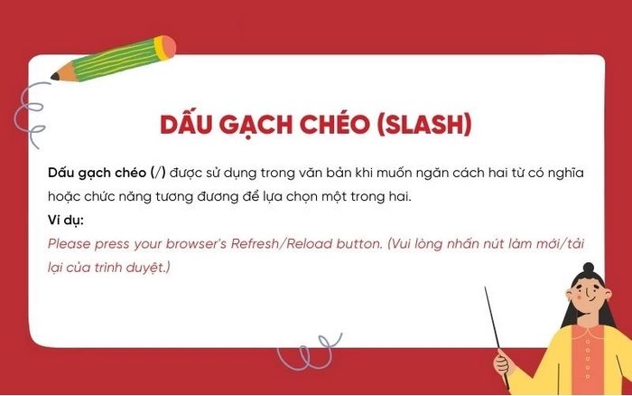 Quy tắc sử dụng dấu gạch chéo trong tiếng Anh