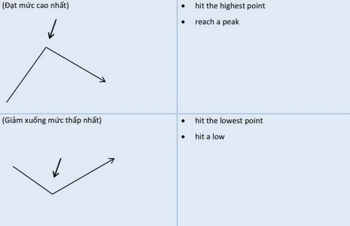 Một số từ vựng diễn tả mức cao nhất hoặc thấp nhất của dữ liệu, đối tượng