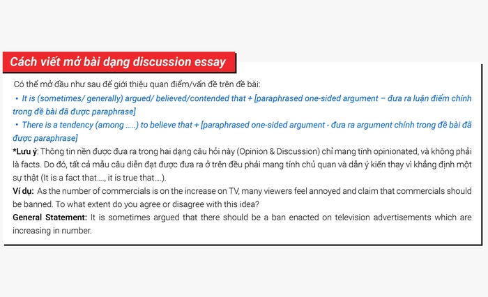 Hướng dẫn viết phần mở bài Discussion essay