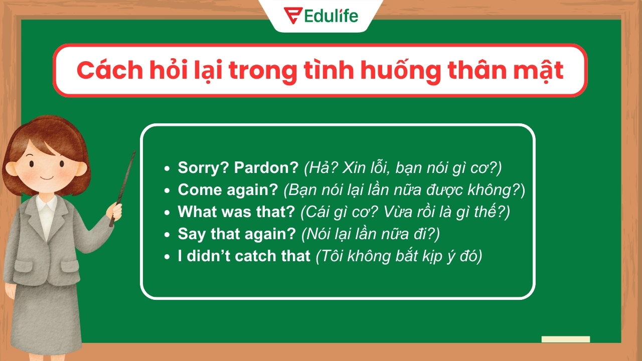 Mẫu câu hỏi lại lịch sự trong tiếng Anh với tình huống thân mật