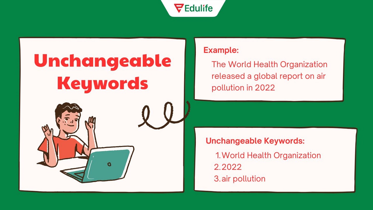 Unchangeable Keywords thường là những tên riêng, ngày tháng năm và thuật ngữ khoa học