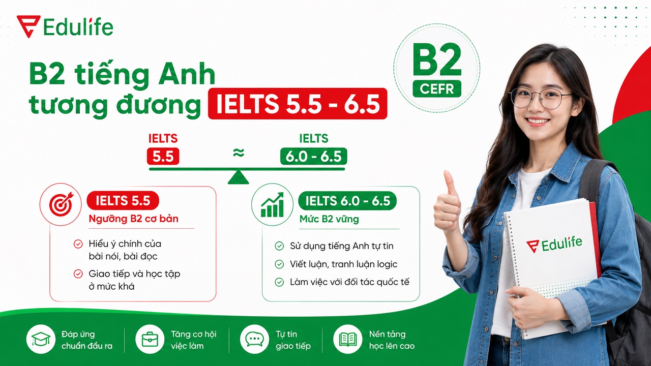 Chứng chỉ tiếng Anh B2 tương đương IELTS 5.0 - 6.5