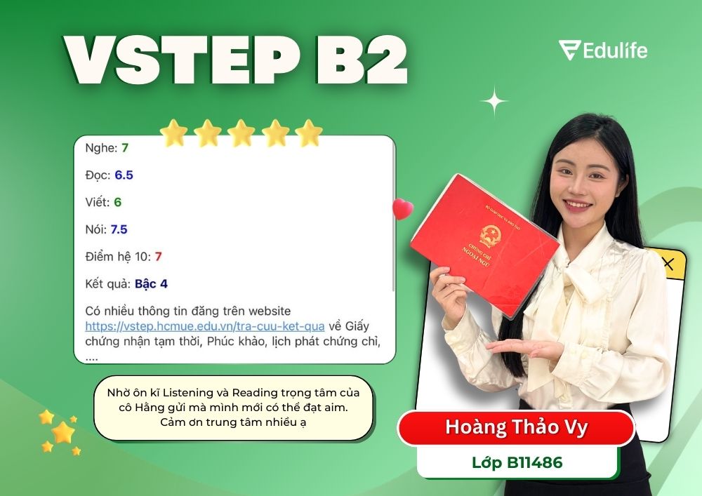 Thành tích học viên Edulife khoá VSTEP