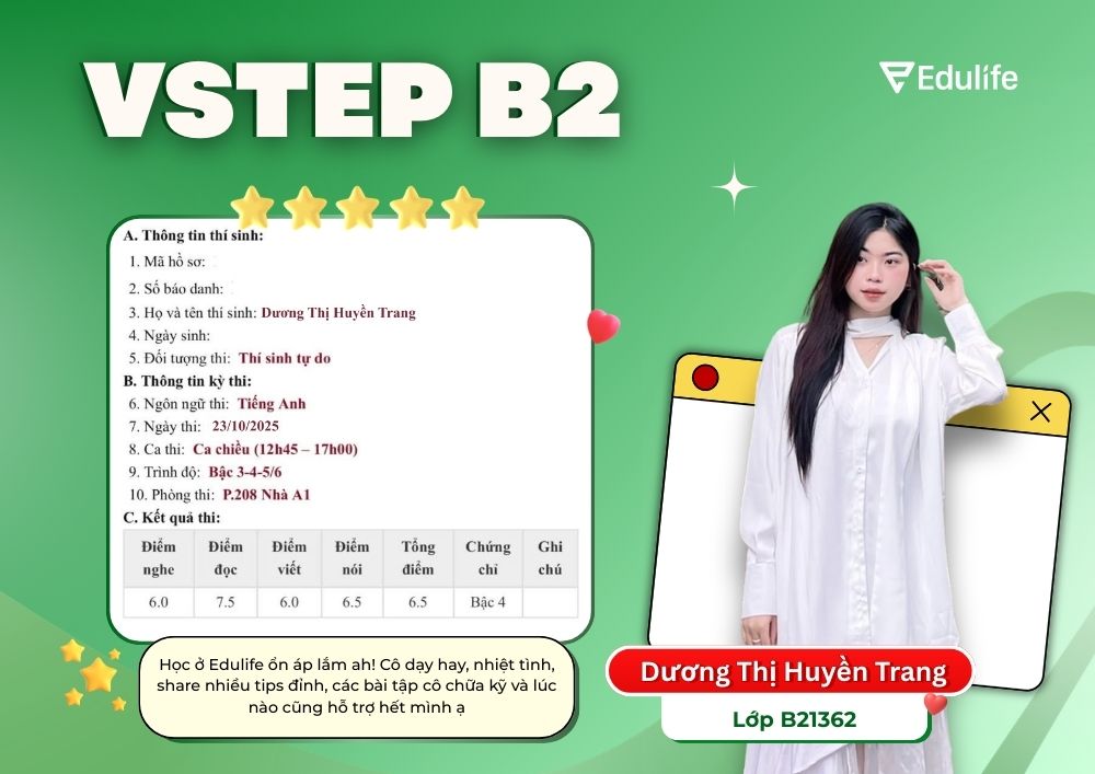 Thành tích học viên Edulife khoá VSTEP