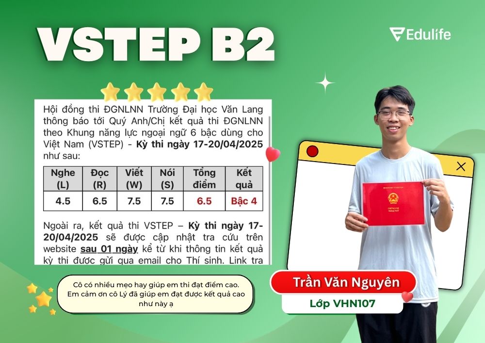 Thành tích học viên Edulife khoá VSTEP
