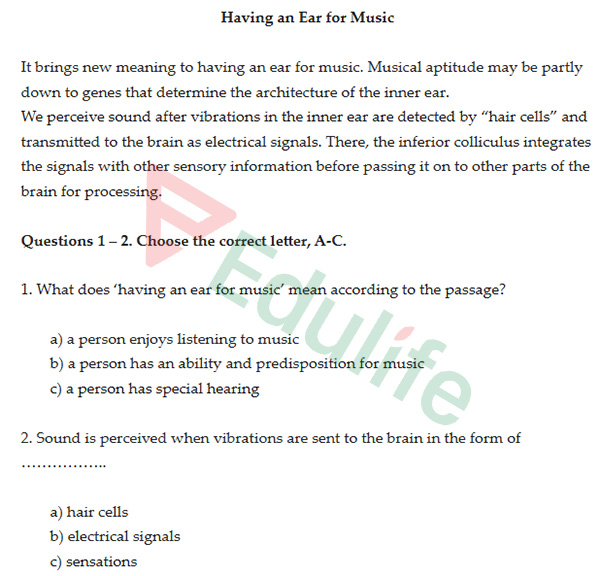Dạng Multiple Choice Reading yêu cầu đọc đoạn văn và chọn đáp án đúng
