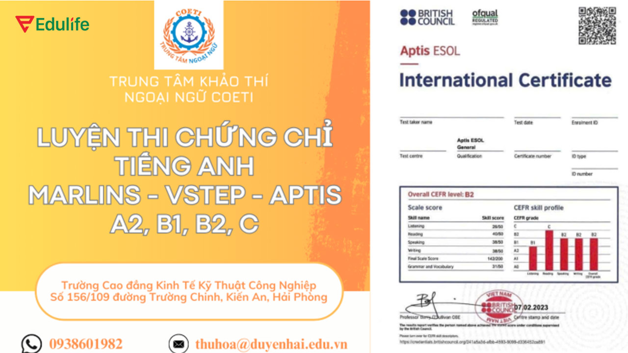 Trung tâm ngoại ngữ COETI đào tạo luyện thi APTIS chuyên nghiệp