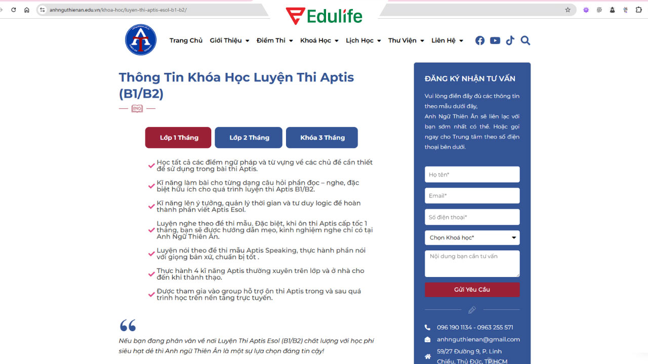 địa chỉ luyện thi APTIS Phú Thọ