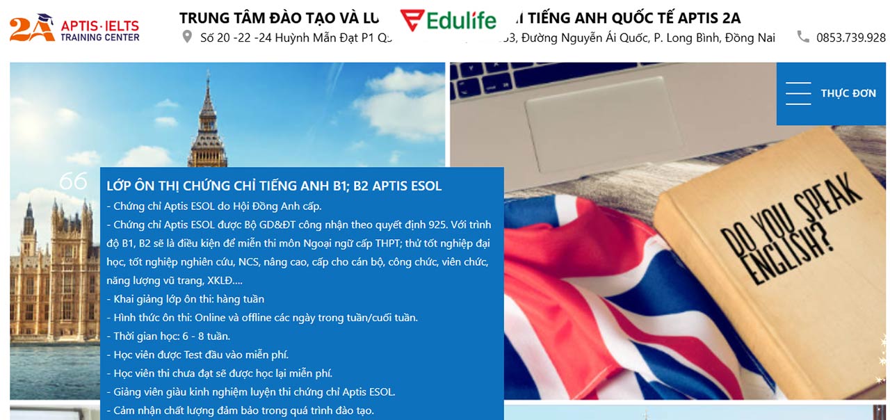 Trung tâm luyện thi chứng chỉ tiếng Anh quốc tế APTIS 2A