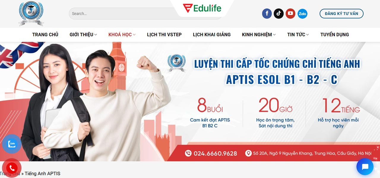 Trung tâm ngoại ngữ CITI English luyện thi chứng chỉ tiếng Anh APTIS Esol cấp tốc