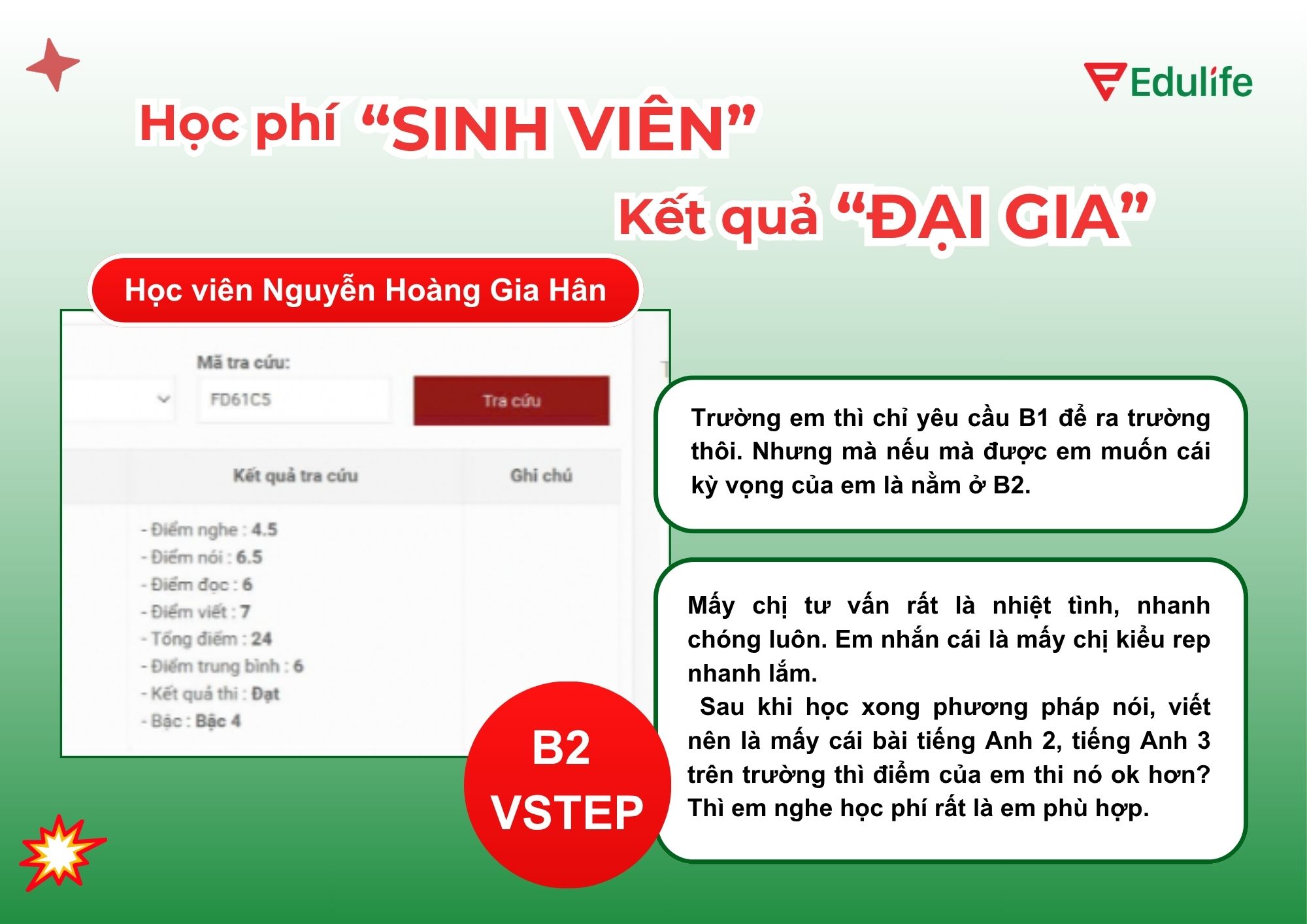 Học viên Nguyễn Hoàng Gia Hân chia sẻ cách lấy APTIS C “nhẹ tênh” sau 8 buổi học tại Edulife
