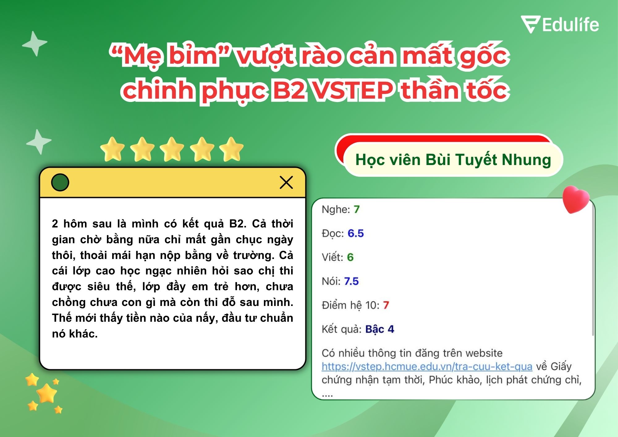 “Mẹ bỉm” Bùi Tuyết Nhung chinh phục B2 VSTEP thần tốc