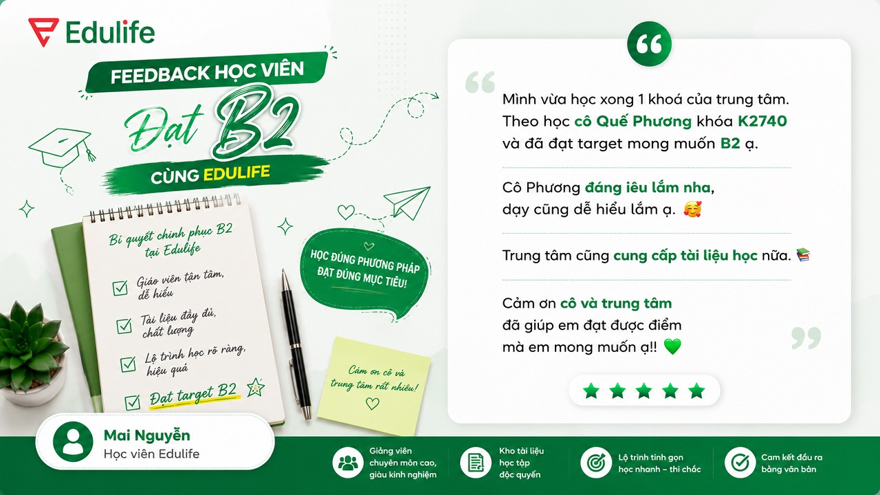 Chia sẻ của Mai Nguyễn về hành trình đạt B2