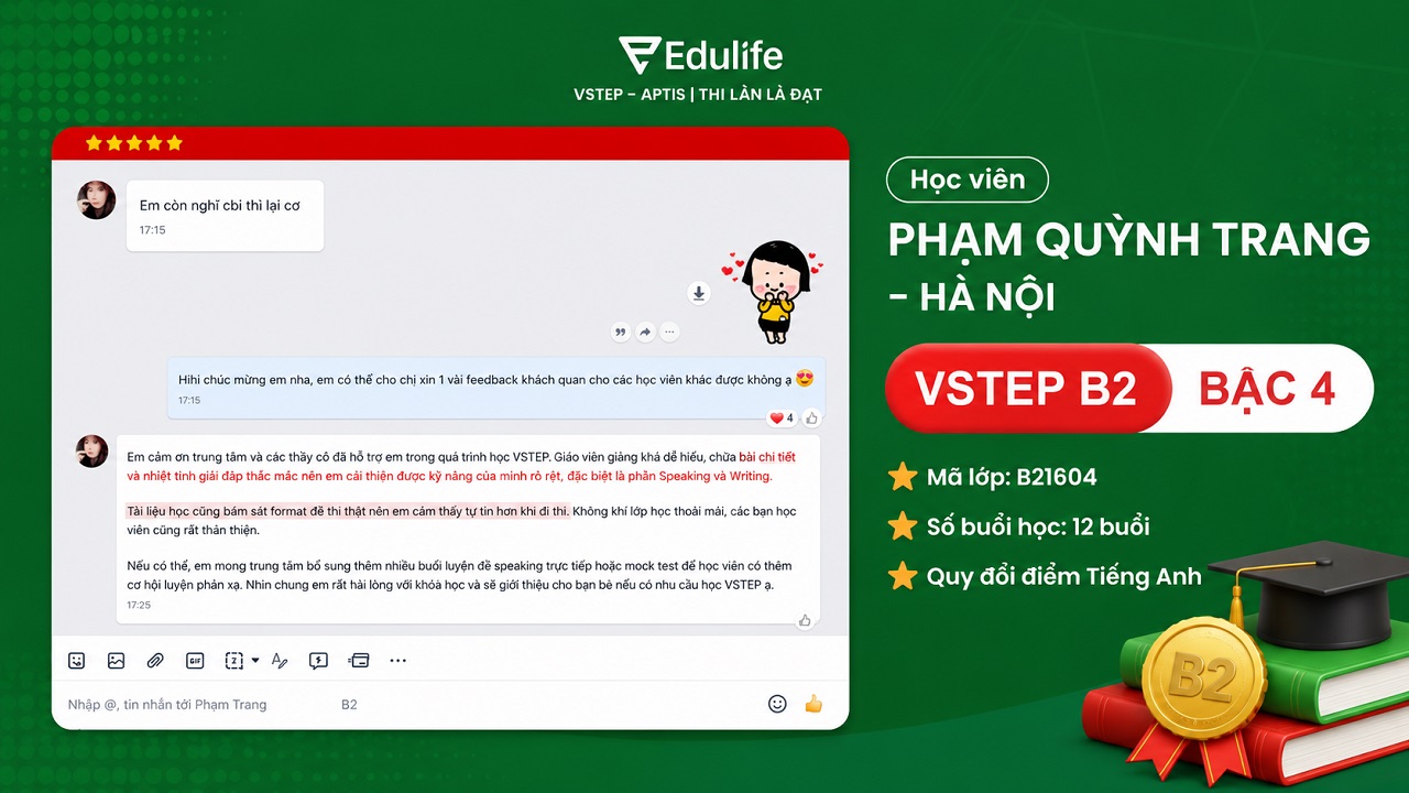 Học viên Quỳnh Trang chia sẻ trải nghiệm ôn thi VSTEP tại Edulife