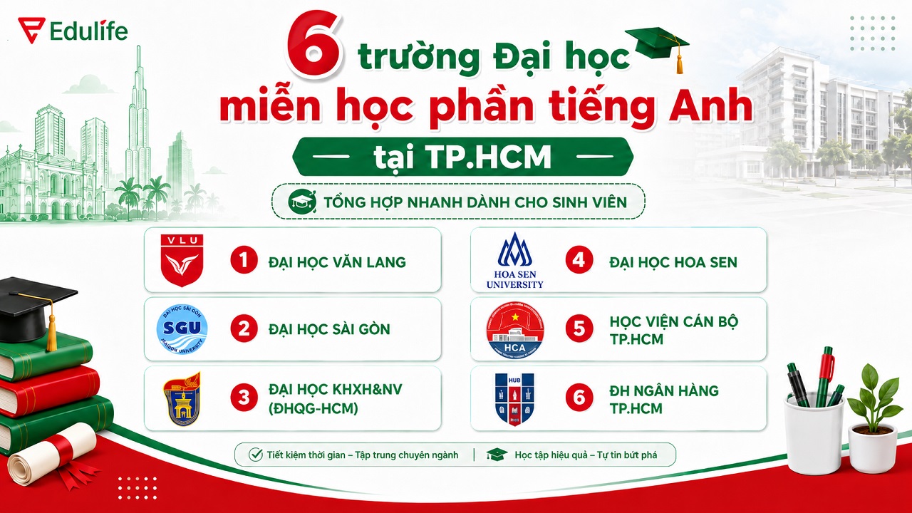 Tổng hợp 6 trường Đại học tại TPHCM miễn học phần tiếng Anh cho sinh viên